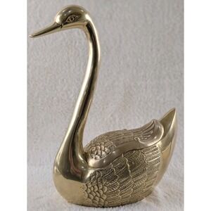 Vintage Brass Swan Planter Trinket Dish Removable Wing Lid 12" Tall Korea